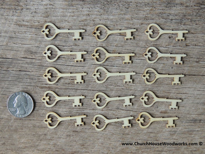 small wood skeleton key shape embellishment scrapbooking crafts wooden