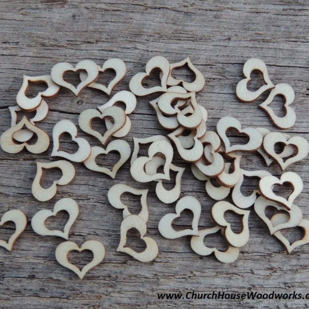 Blank Wood Hollow Hearts for Rustic Weddings
