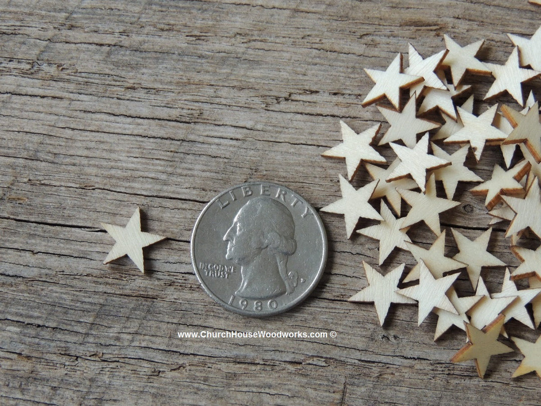 50 Wood Stars 1/2 inch