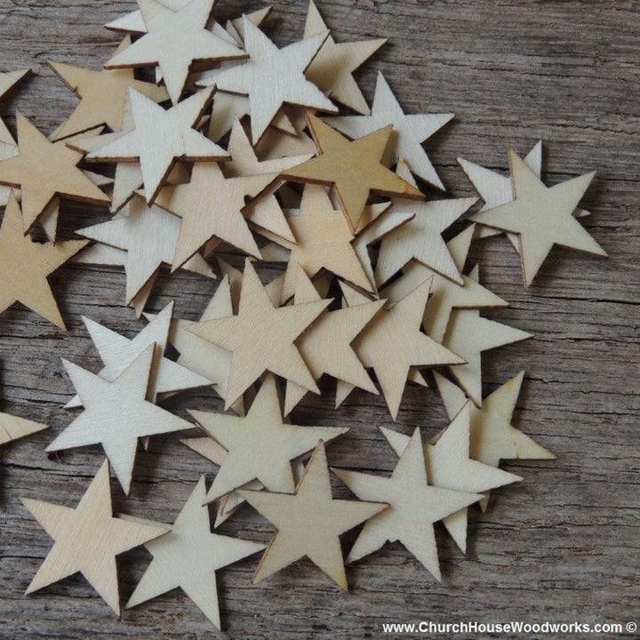 Small Wood Stars in 1.25 inch for Christmas Crafts, Flag Crafts, DIY