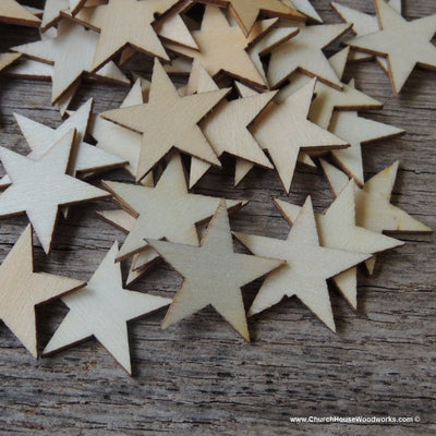 Small Wood Stars in one inch size for Christmas Crafts, Flag Crafts, DIY