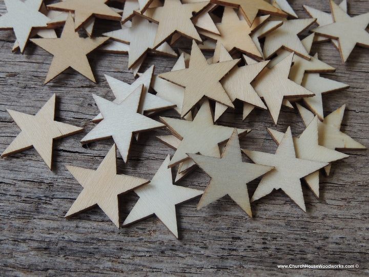 Small Wood Stars in 3/4 inch size for Christmas Crafts, Flag Crafts, DIY