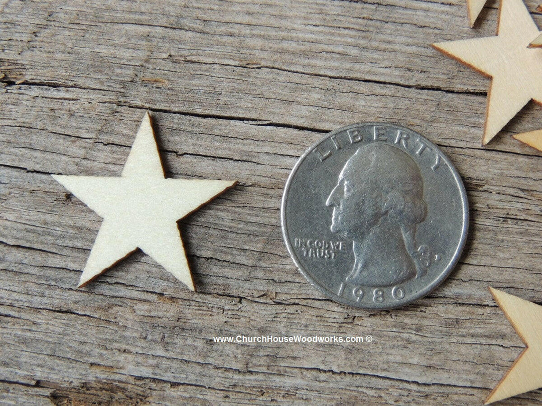 Small Wood Stars in one inch size for making wooden flags, Christmas Crafts, Flag Crafts, DIY