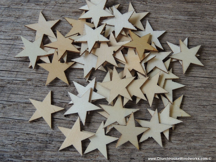 Small Wood Stars in .75 inch size for Christmas Crafts, Flag Crafts, DIY