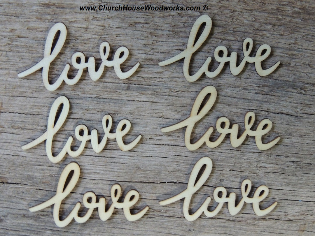 Cursive love wood letters word wedding decor table decorations wood confetti