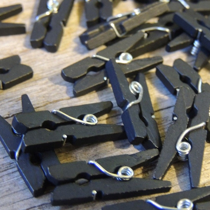Mini Black Clothespins Pack of 100 by ChurchHouseWoodworks.com