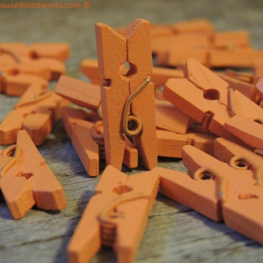 Pack of 100 Mini Orange Clothespins