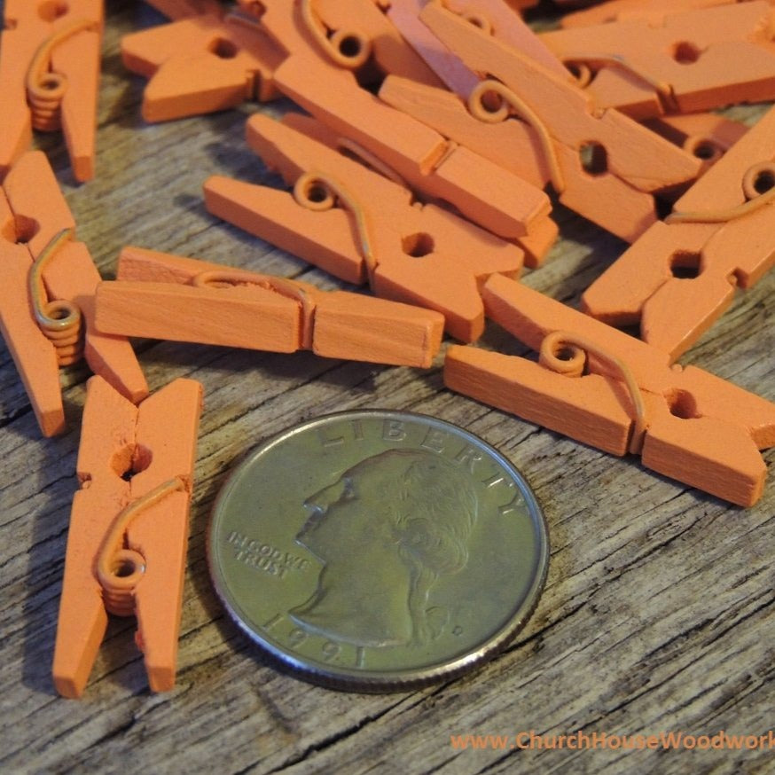 Pack of 100 Mini Orange Clothespins