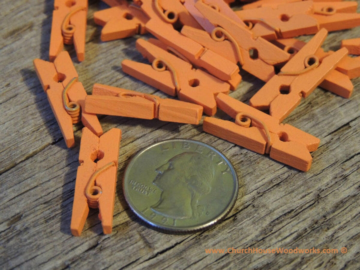 Pack of 100 Mini Orange Clothespins