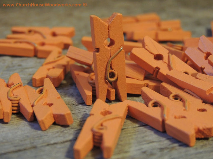 Pack of 100 Mini Orange Clothespins