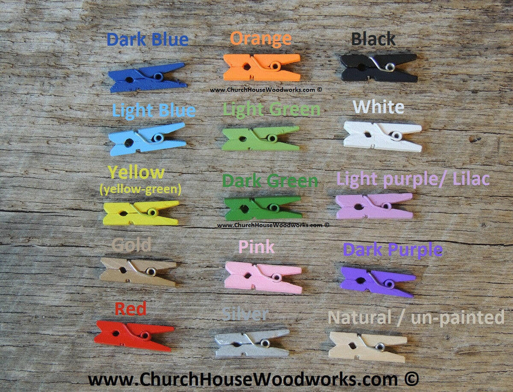 Mini Natural Wooden Clothespins Pack of 100 by ChurchHouseWoodworks.com