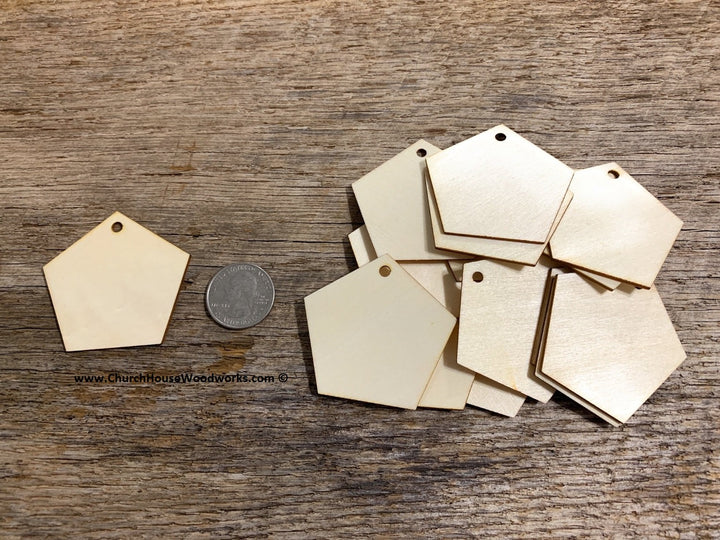 pentagon wood tag shape earring pendant blanks