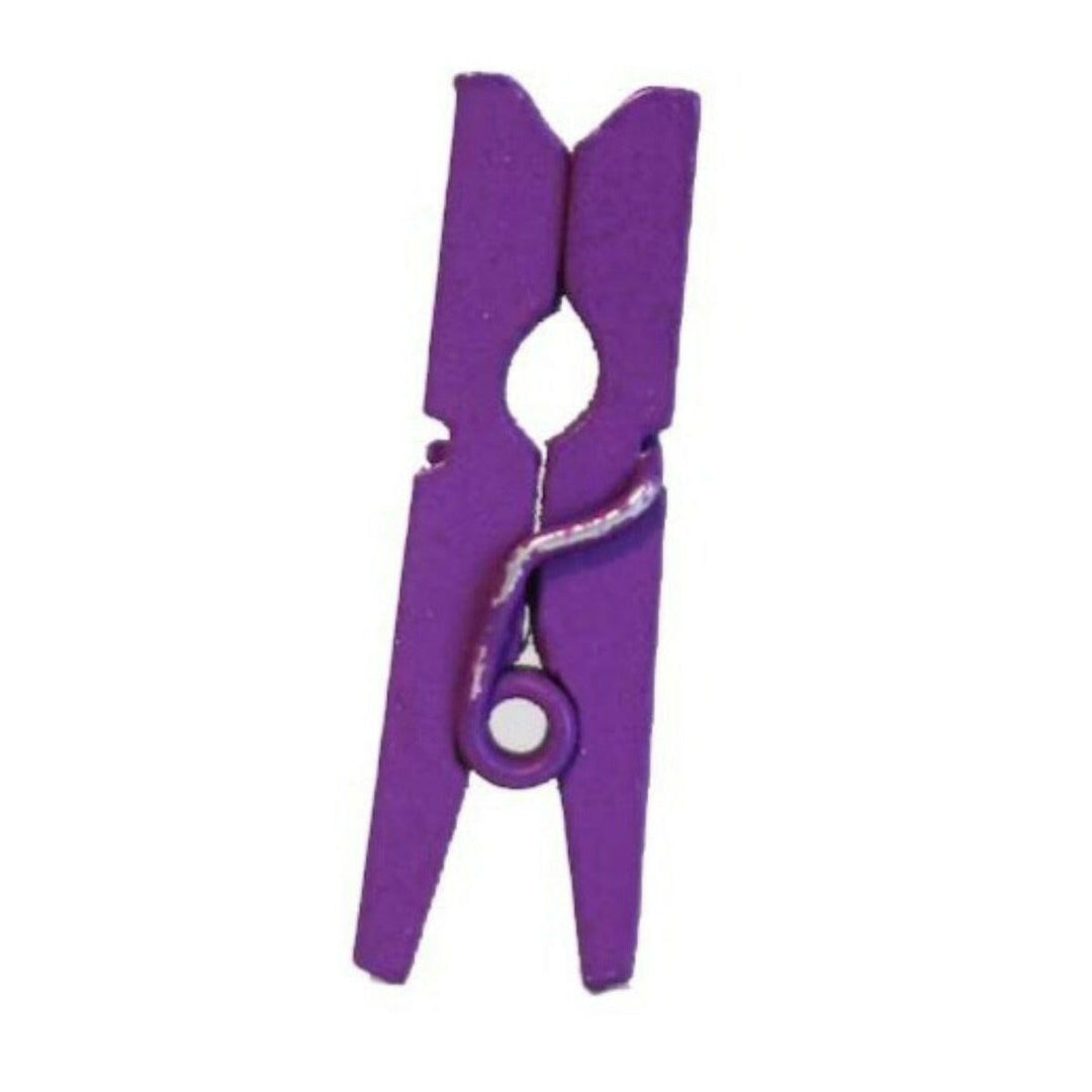 Pack of 100 Mini Purple Clothespins