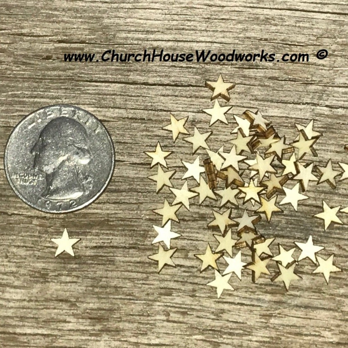 300 Qty Small 1 inch Wood Stars Craft Supply Flag Wooden Stars DIY 1 x 1  x1/8