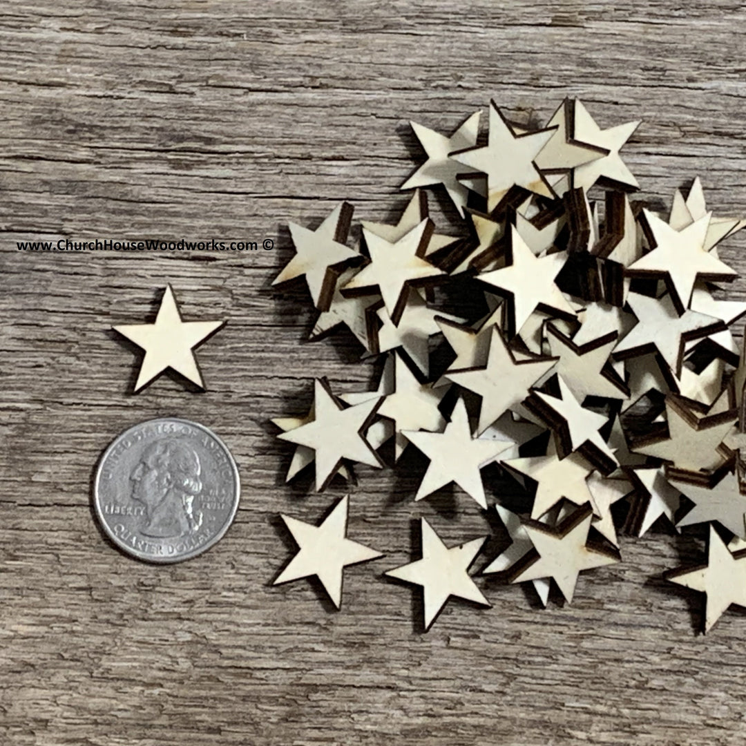 thick cut wood star three quarter inch stars