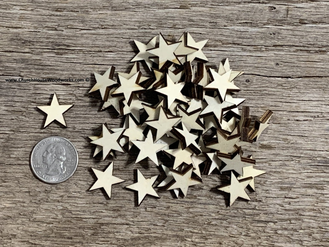 50 THICK CUT Wood Stars 3/4 inch