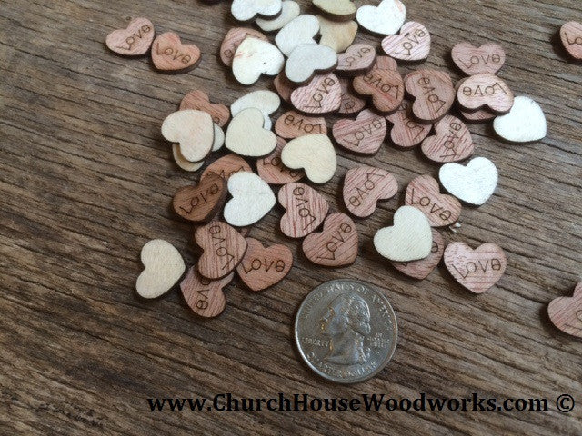 Wooden Hearts Love Mr Mrs Bride Groom for Rustic Weddings Table Decorations Confetti