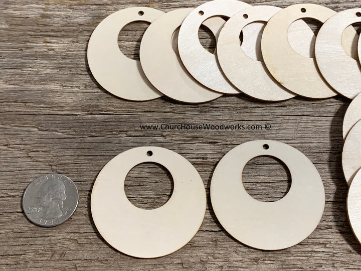 2 inch hollow circle wood tag earring blanks