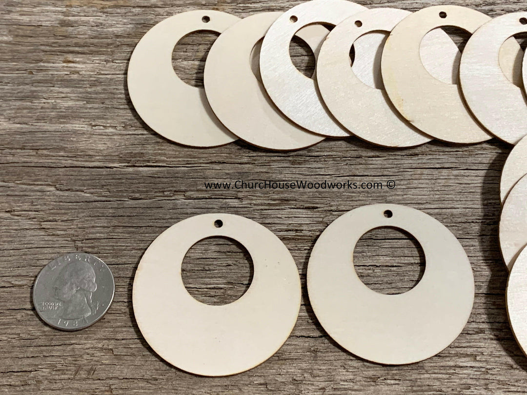 2 inch hollow circle wood tag earring blanks