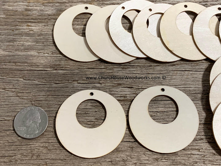2 inch hollow circle wood tag earring blanks