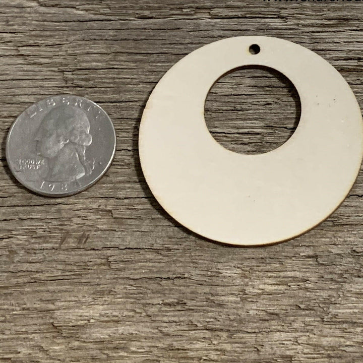 2 inch hollow circle wood tag earring blanks