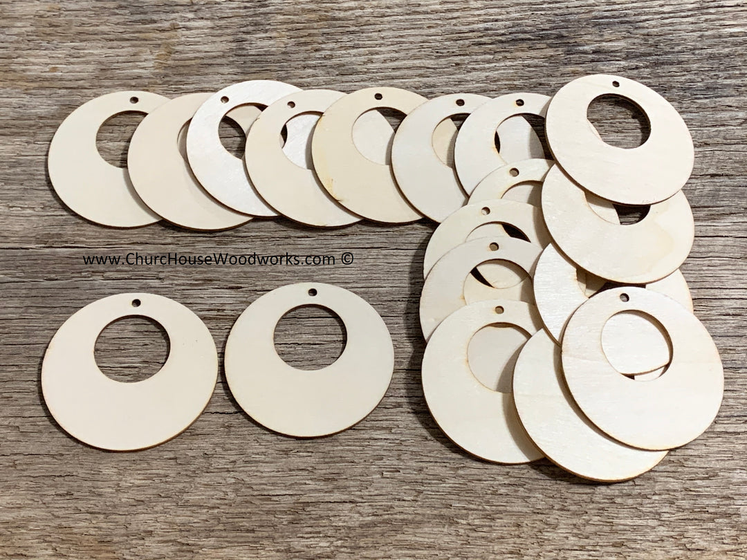 2 inch hollow circle wood tag earring blanks