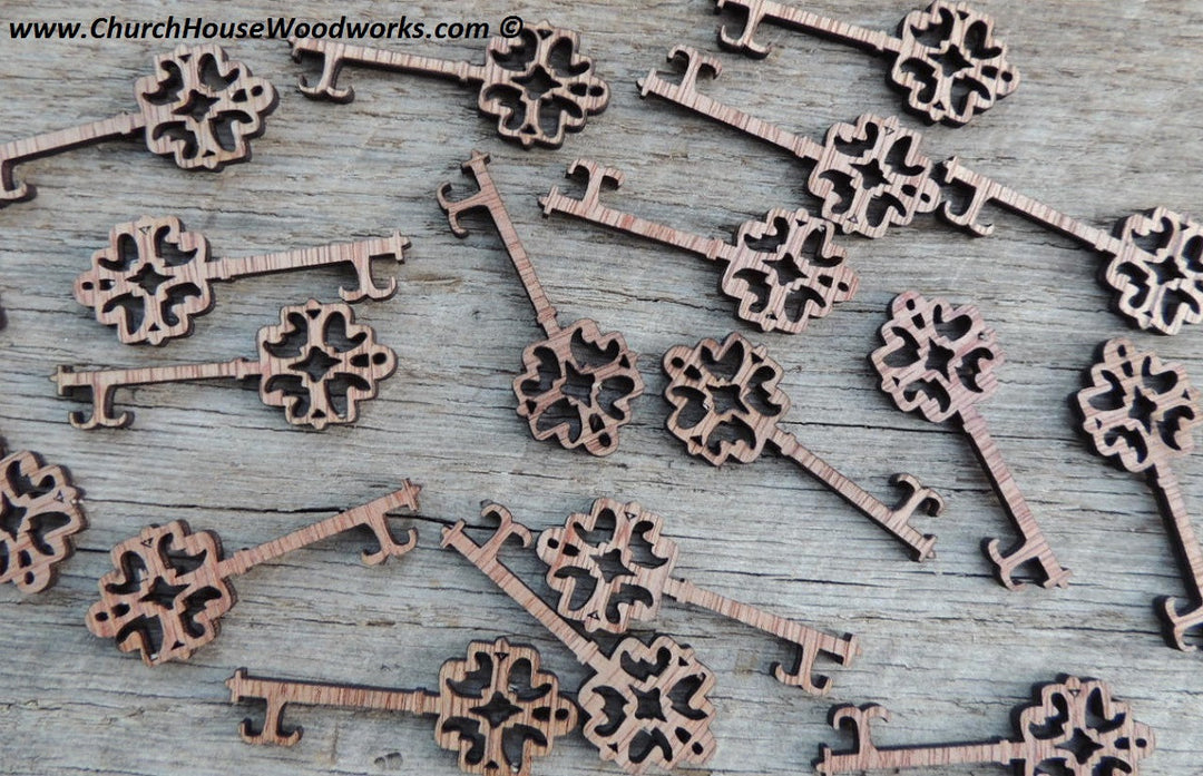 Wooden Skeleton Keys ~ Set of 25