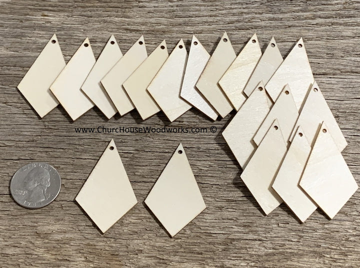 2 inch wood kite blank earring tags with one hole