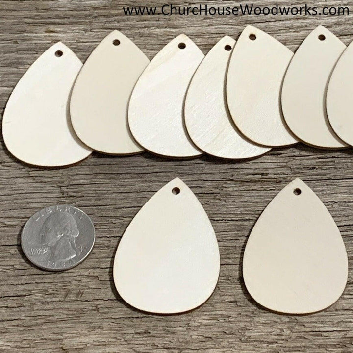 2 inch wood teardrop earring blank tags