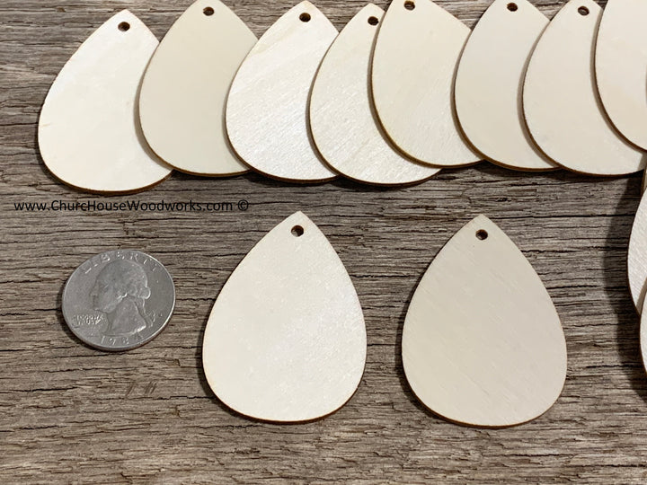 2 inch wood teardrop earring blank tags