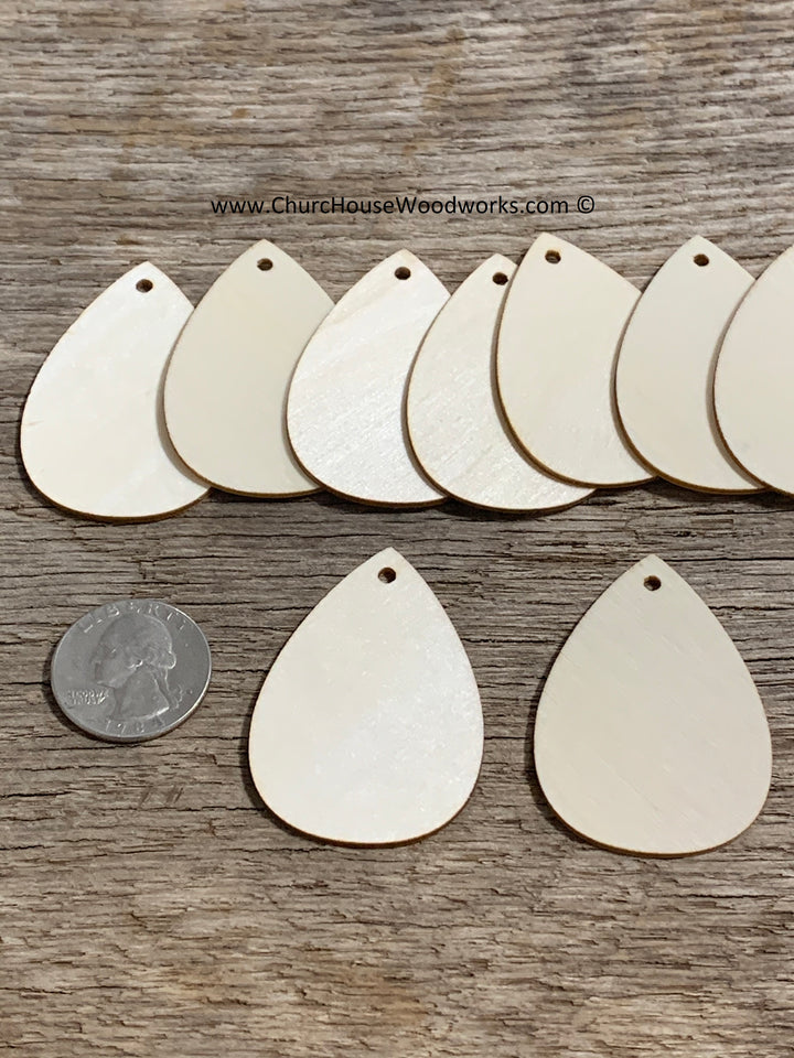 2 inch wood teardrop earring blank tags